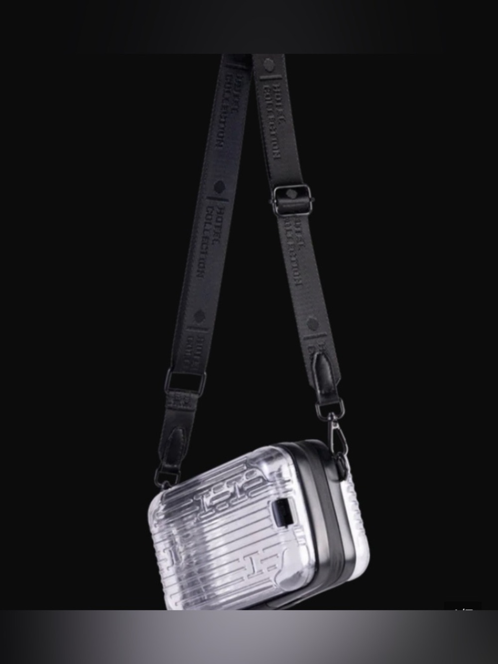 Hotel Collection Clear Hard-Shell Crossbody with Black Strap